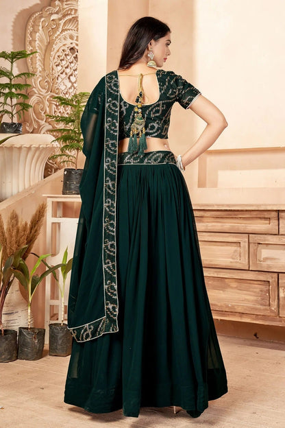 Faux Georgette Designer Lehenga CholiIn Green  NCLC12710170