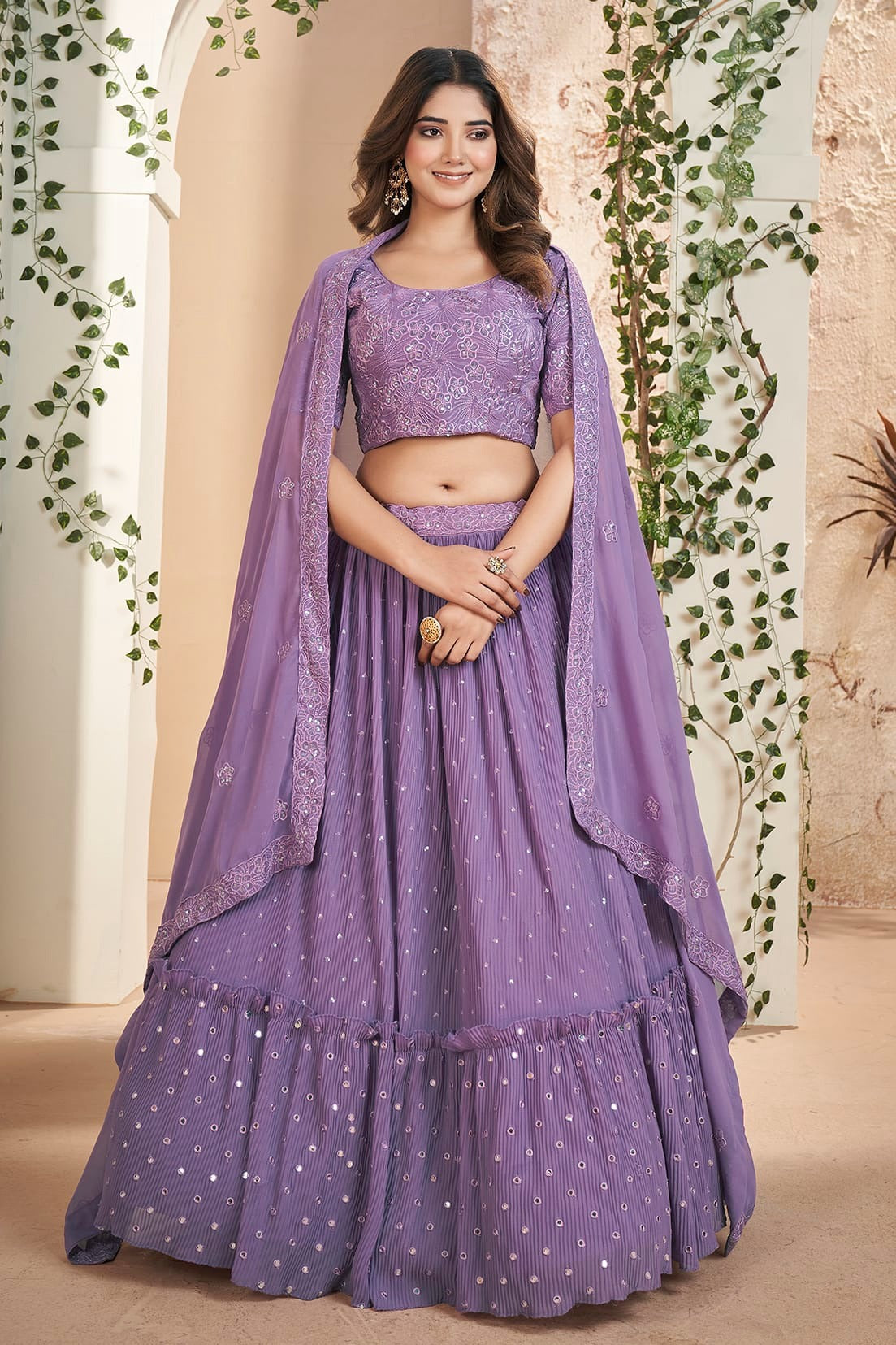 Faux Georgette Designer Lehenga CholiIn Light Purple NCLC12710111
