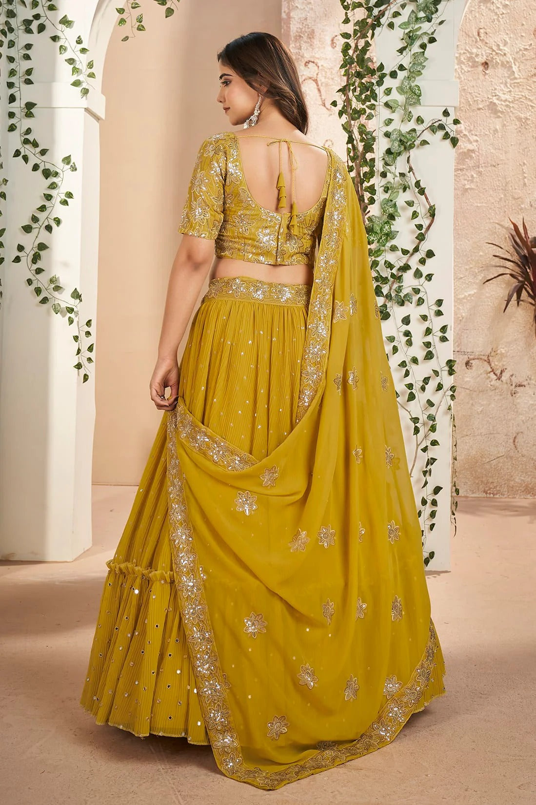 Faux Georgette Designer Lehenga CholiIn Mustard  NCLC12710109