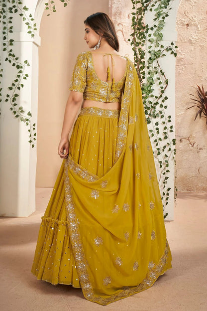 Faux Georgette Designer Lehenga CholiIn Mustard  NCLC12710109