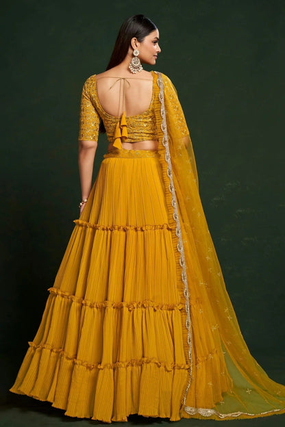 Faux Georgette Designer Lehenga CholiIn Mustard  NCLC12710126