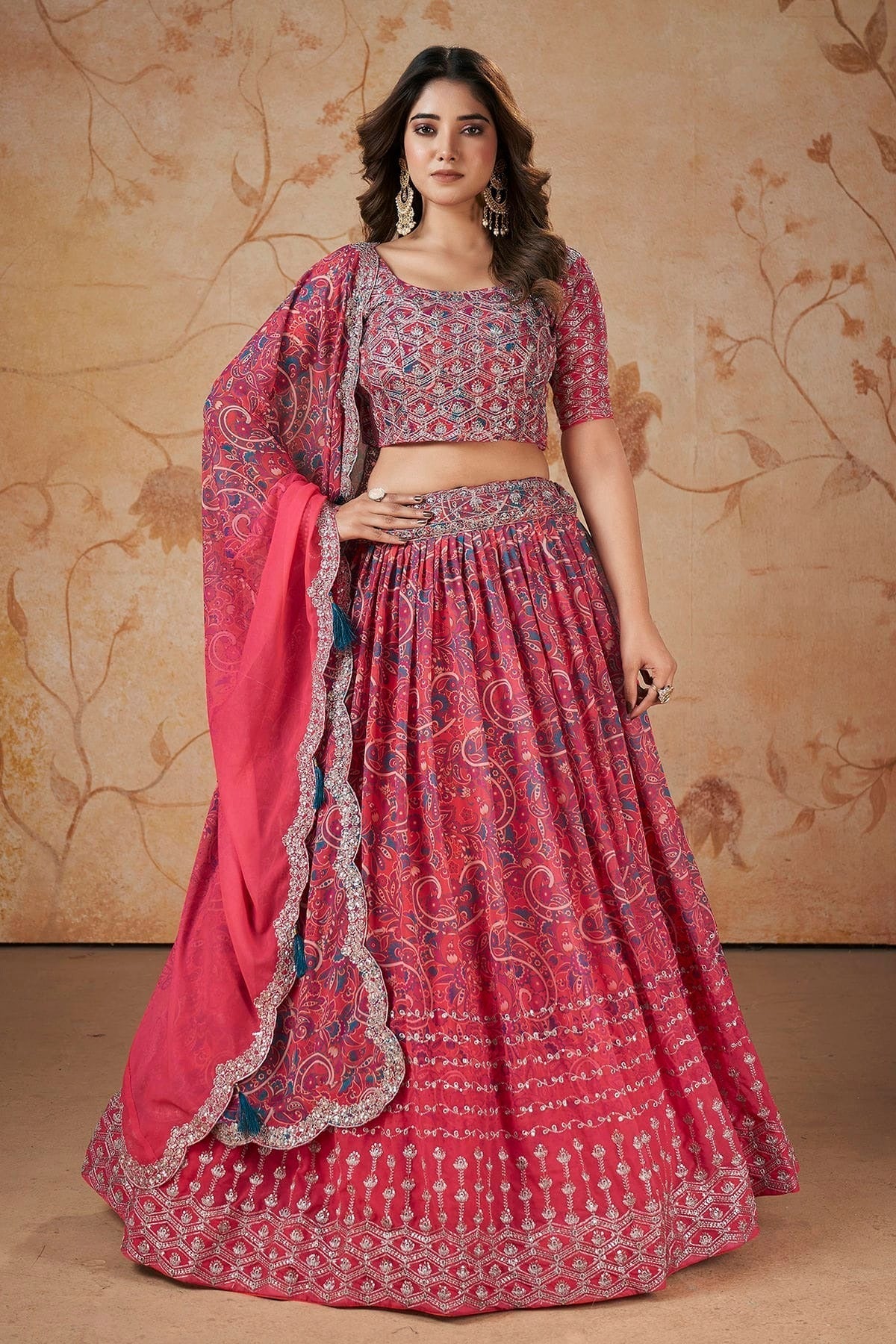 Faux Georgette Designer Lehenga CholiIn Pink NCLC12710104