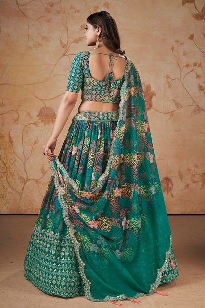 Faux Georgette Designer Lehenga CholiIn Rama Green  NCLC12710106