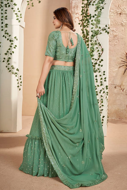 Faux Georgette Designer Lehenga CholiIn Sea Green  NCLC12710110