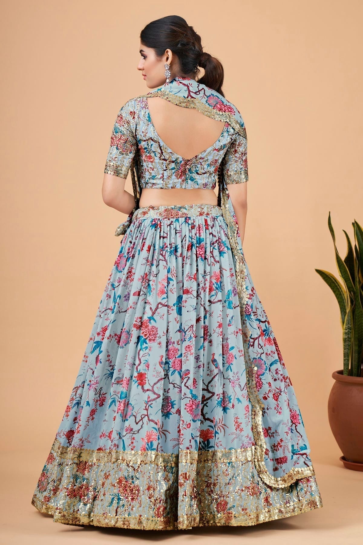 Faux Georgette Designer Lehenga CholiIn Sky Blue  NCLC12710154