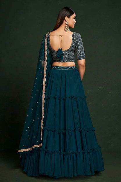 Faux Georgette Designer Lehenga CholiIn Teal Blue  NCLC12710123