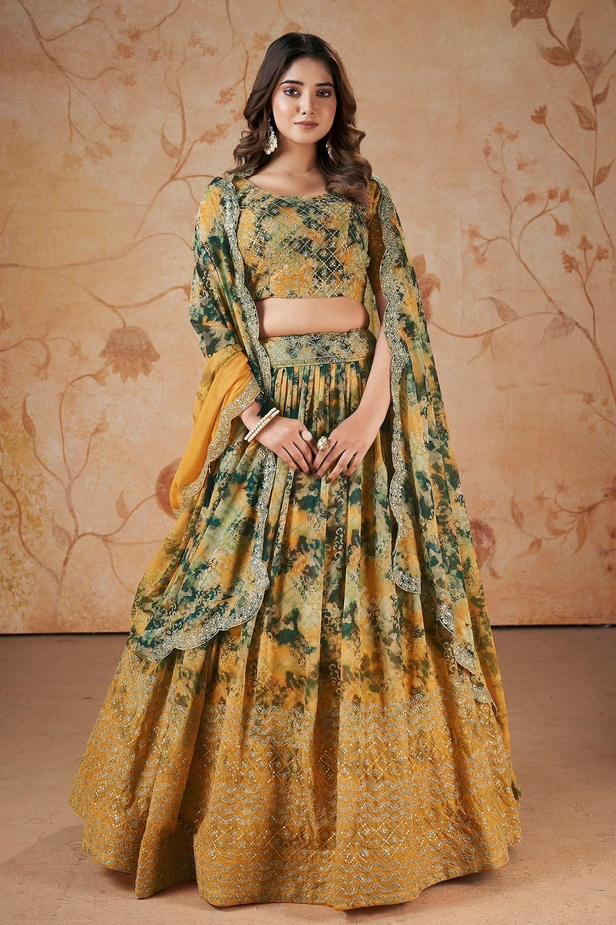 Faux Georgette Designer Lehenga CholiIn Yellow NCLC12710107