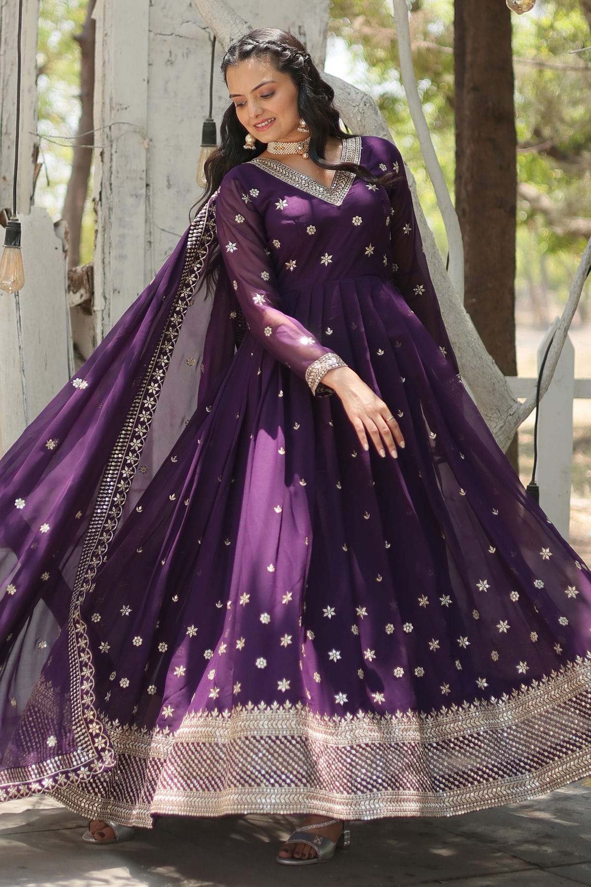 Faux Georgette Readymade Long Gown VSGW1110544