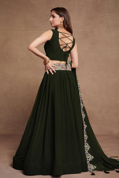 Georgette Designer Lehenga Choli In Green Colour VSLC1270076