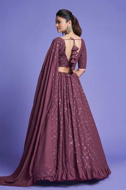 Georgette Designer Lehenga Choli In Muave Colour VSLC1270093