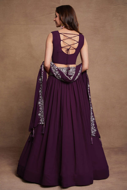 Georgette Designer Lehenga Choli In Violet Colour VSLC1270079