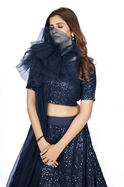 Georgette Designer Lehenga CholiIn Dark Blue  NCLC12710167