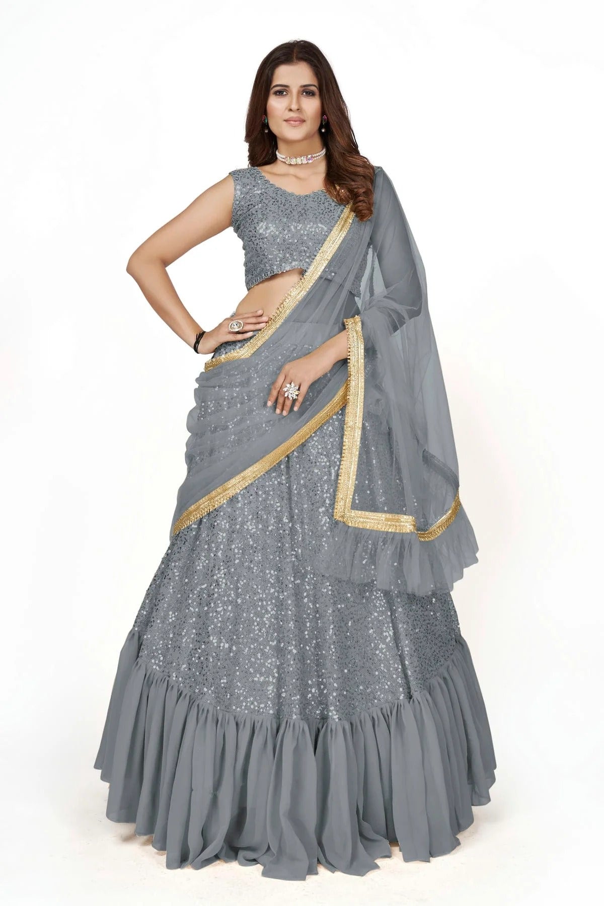 Georgette Designer Lehenga CholiIn Grey NCLC12710165