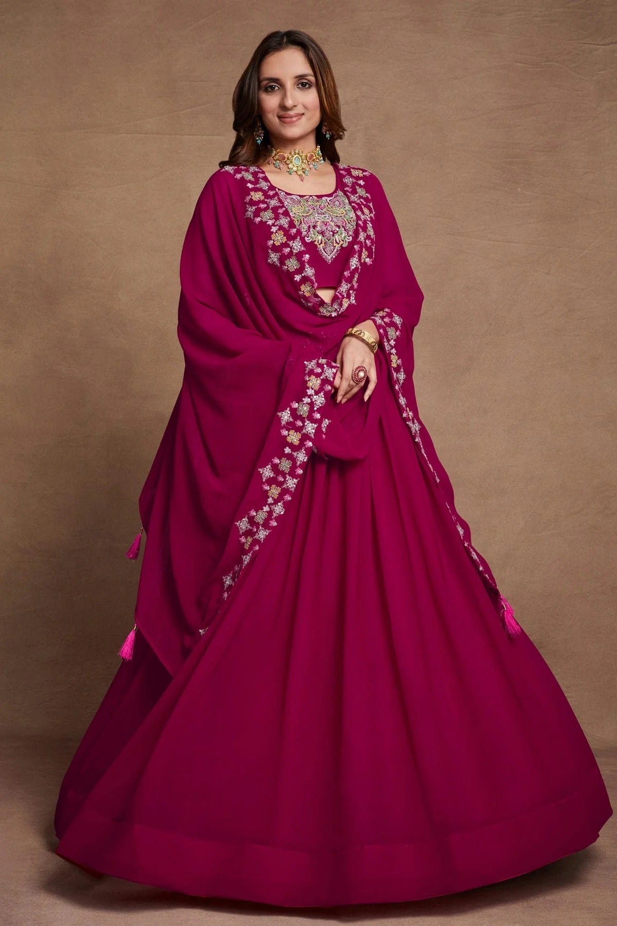 Georgette Designer Lehenga CholiIn Magenta NCLC12710115