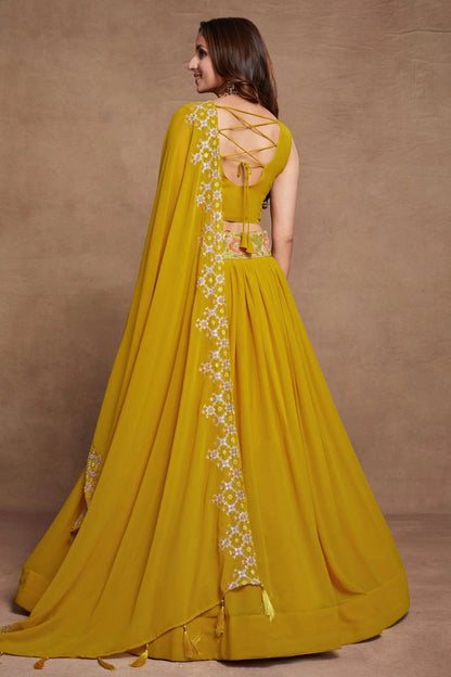 Georgette Designer Lehenga CholiIn Mustard  NCLC12710114