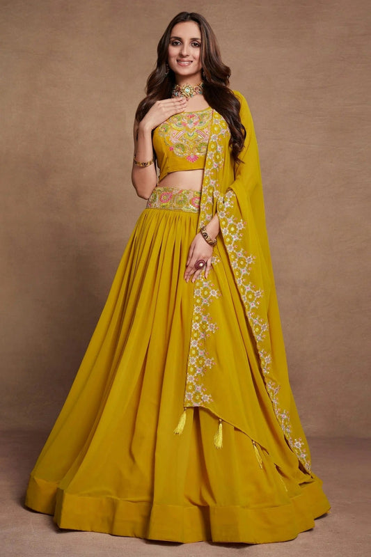Georgette Designer Lehenga CholiIn Mustard NCLC12710114