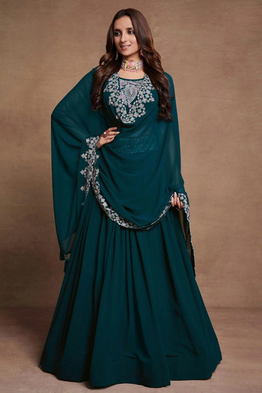 Georgette Designer Lehenga CholiIn Teal Blue NCLC12710112
