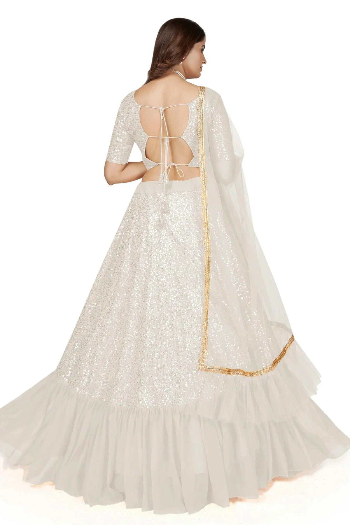 Georgette Designer Lehenga CholiIn White  NCLC12710163