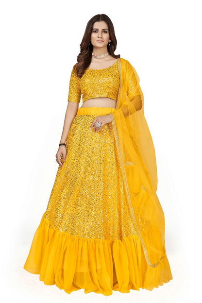 Georgette Designer Lehenga CholiIn Yellow NCLC12710166