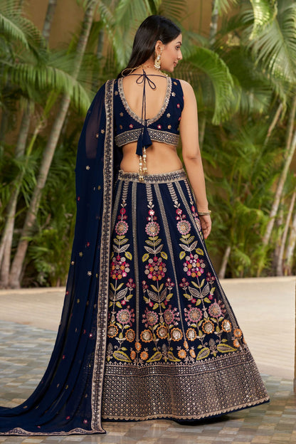 Georgette Embroidery A Line Lehenga Choli VSLC1010198