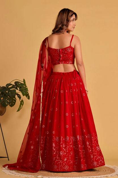 Georgette Embroidery A Line Lehenga Choli VSLC1010233