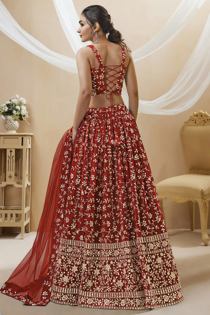 Georgette Embroidery A Line Lehenga Choli VSLC1010263