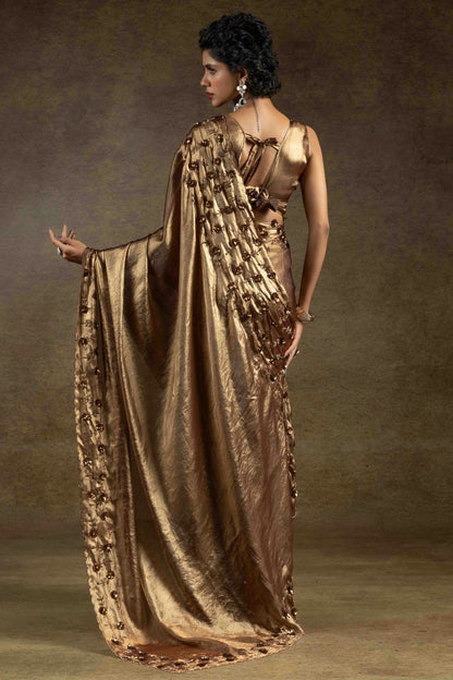 Gold Colour Satin Silk Designer Saree VSSD1121996