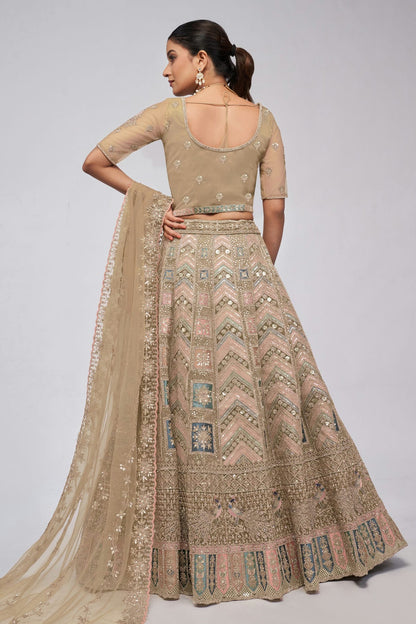 Gold Colour Soft Net Lehenga Choli VSLC1030038