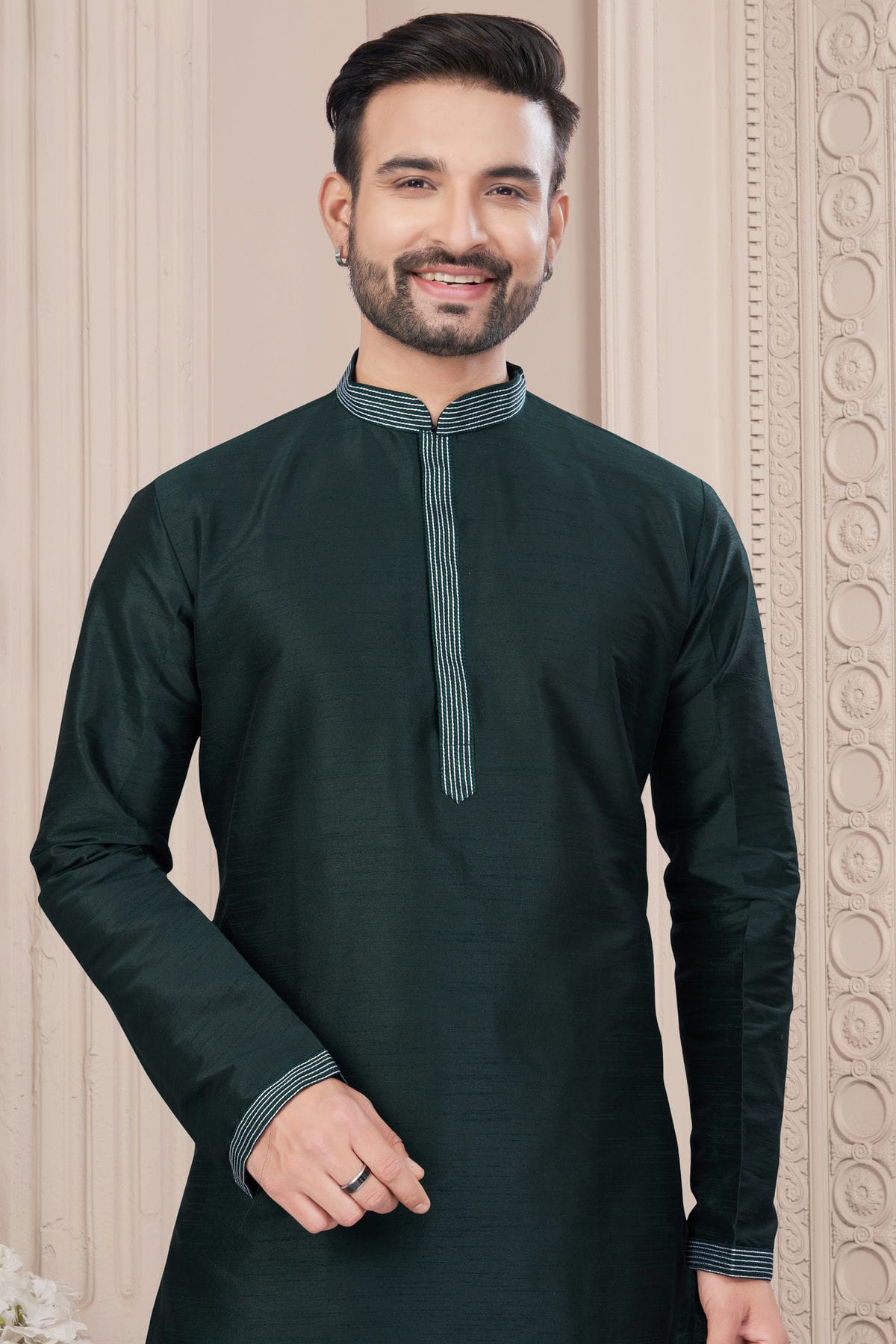 Green Colour Art Silk Kurta Pajama VSKP1040701