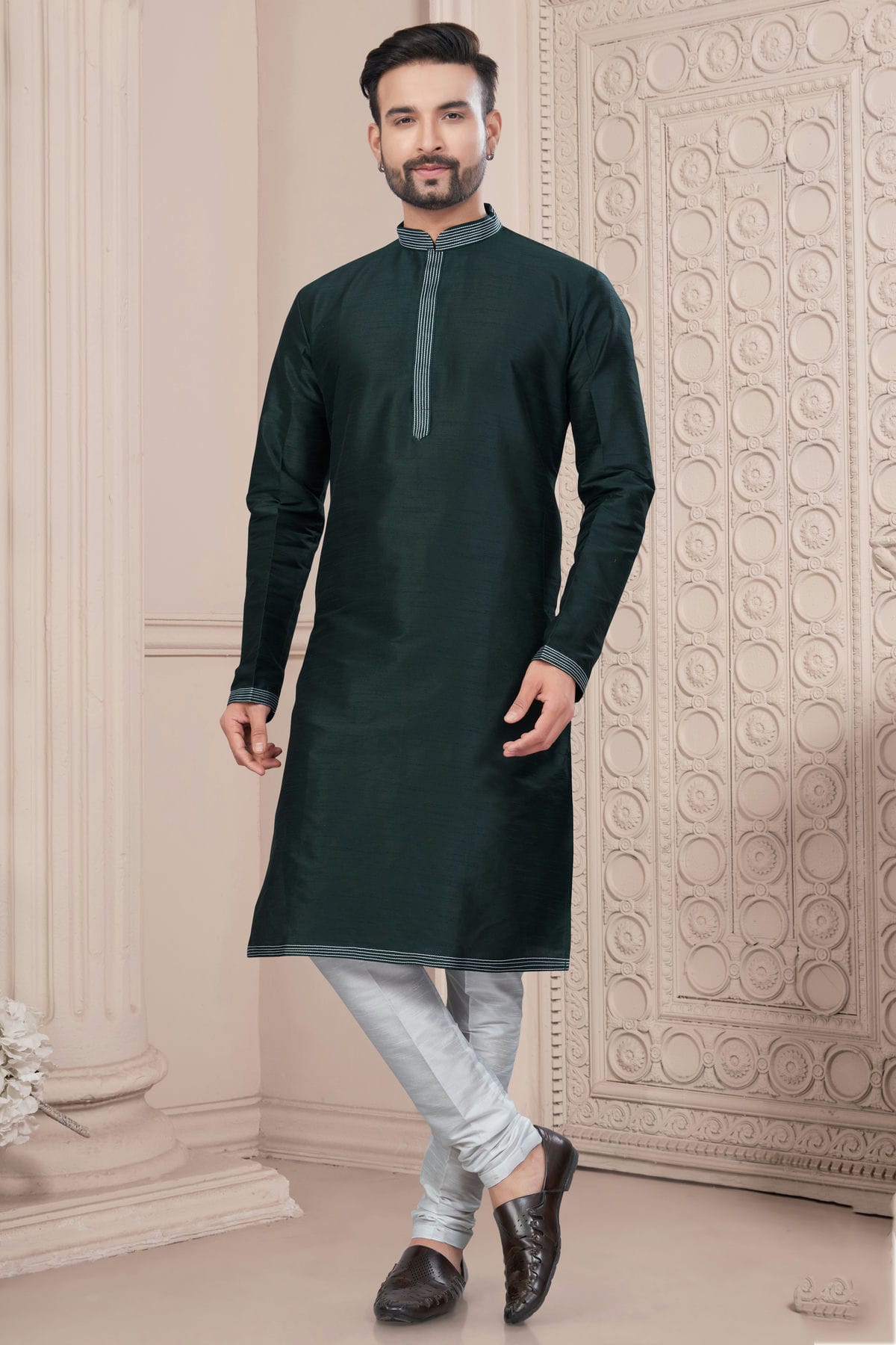 Green Art Silk Kurta Pajama