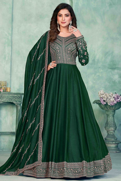 Green Colour Art Silk Anarkali Suit VSSM1050718