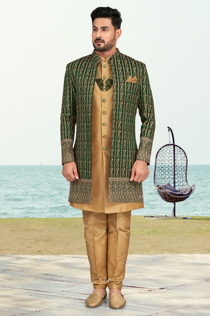 Green Colour Banarasi Silk Sherwani VSSH1040532