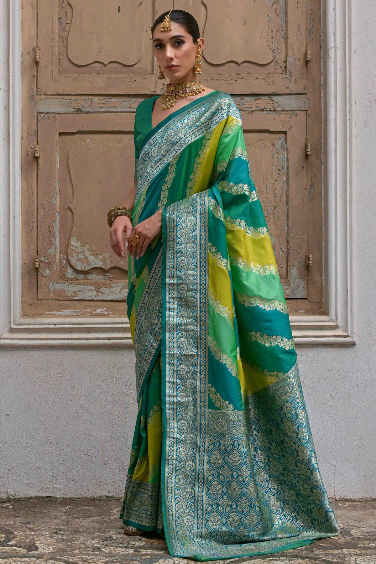 Green Colour Banarasi Silk Traditional Saree