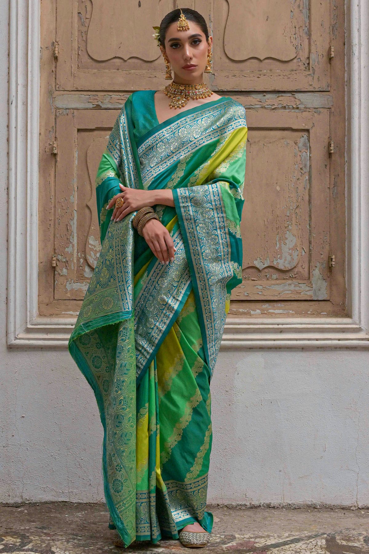 Green Colour Banarasi Silk Traditional Saree