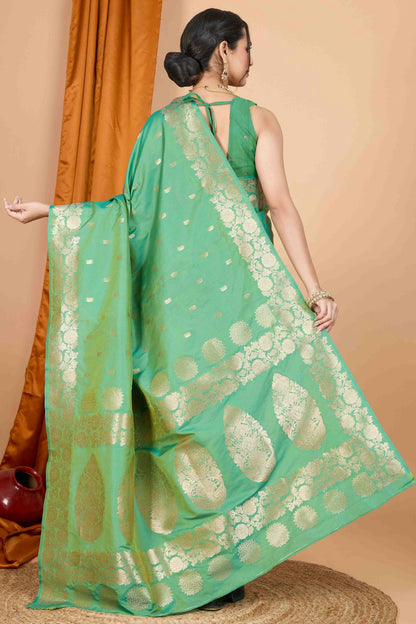 Green Colour Banarasi Silk Woven Work Traditional Saree VSSD1113528