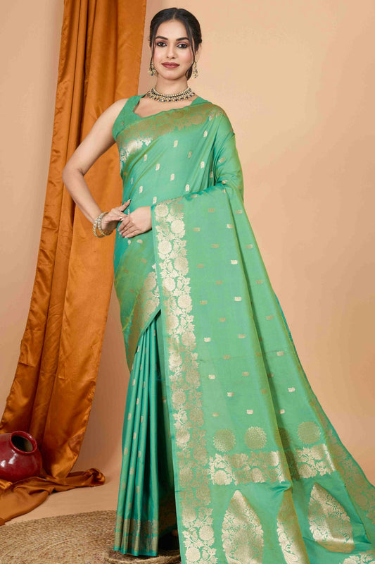 Green Colour Banarasi Silk Woven Work Traditional Saree VSSD1113528