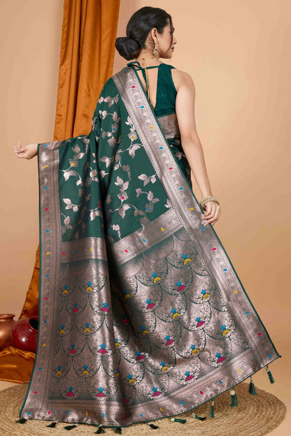 Green Colour Banarasi Silk Woven Work Traditional Saree VSSD1113536