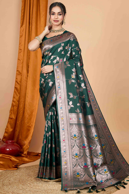 Green Colour Banarasi Silk Woven Work Traditional Saree VSSD1113536