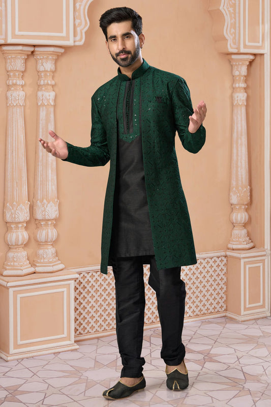 Green Colour Banglori Silk Sherwani VSSH1040554