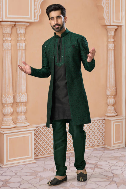 Green Colour Banglori Silk Sherwani VSSH1040583