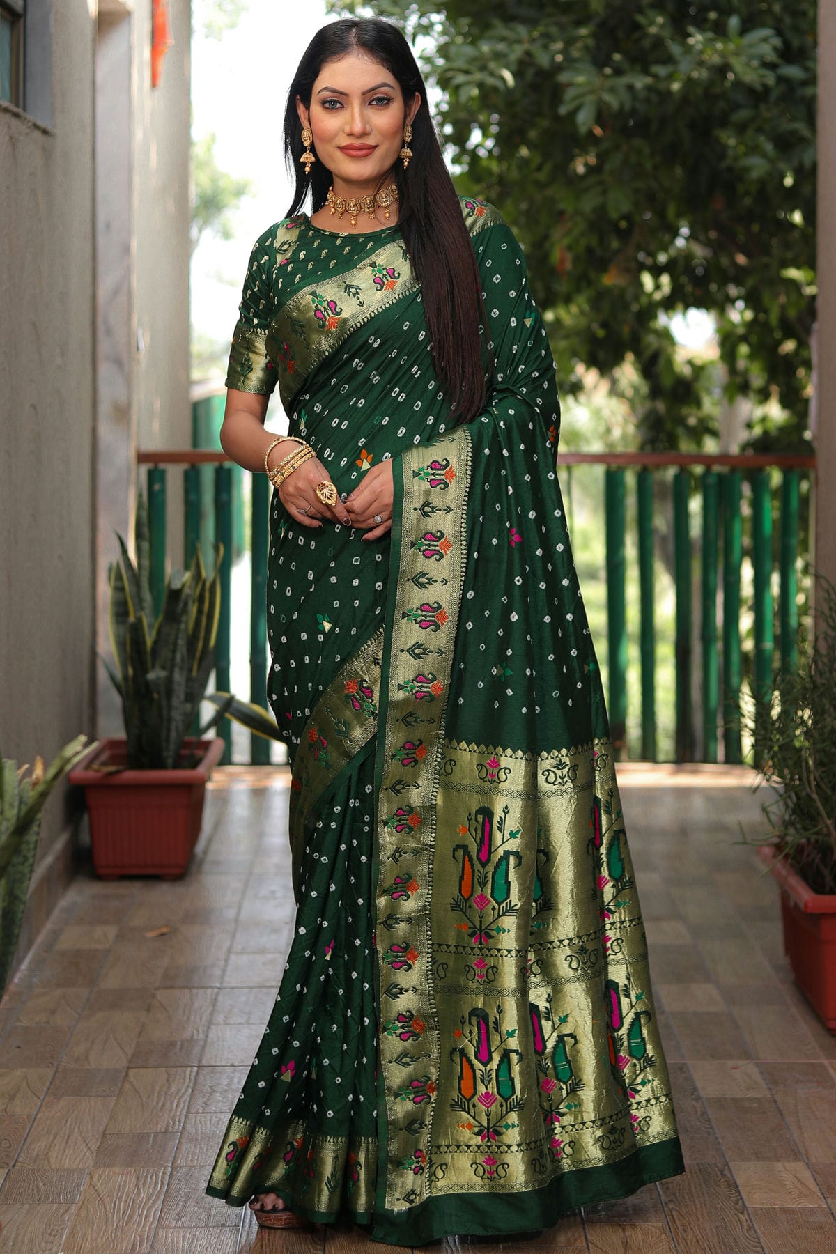 Green Colour Dola Silk Paithani Saree