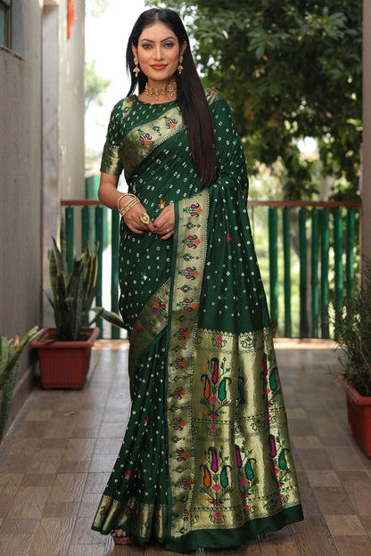 Green Colour Dola Silk Paithani Saree