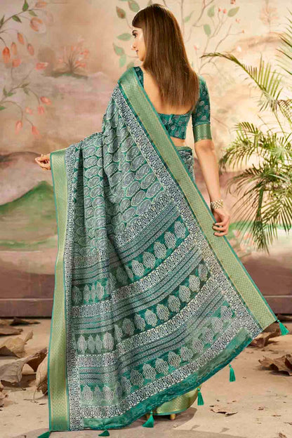 Green Colour Dola Silk Printed Saree VSSD1113709