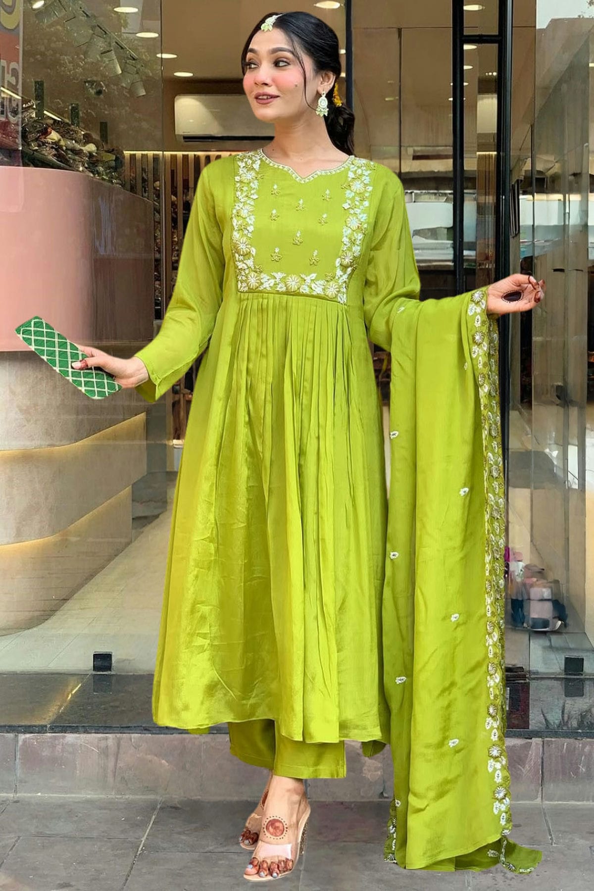 Green-Colour-Embroidery-Chinon-Stitched-Suit-VSSS1112447