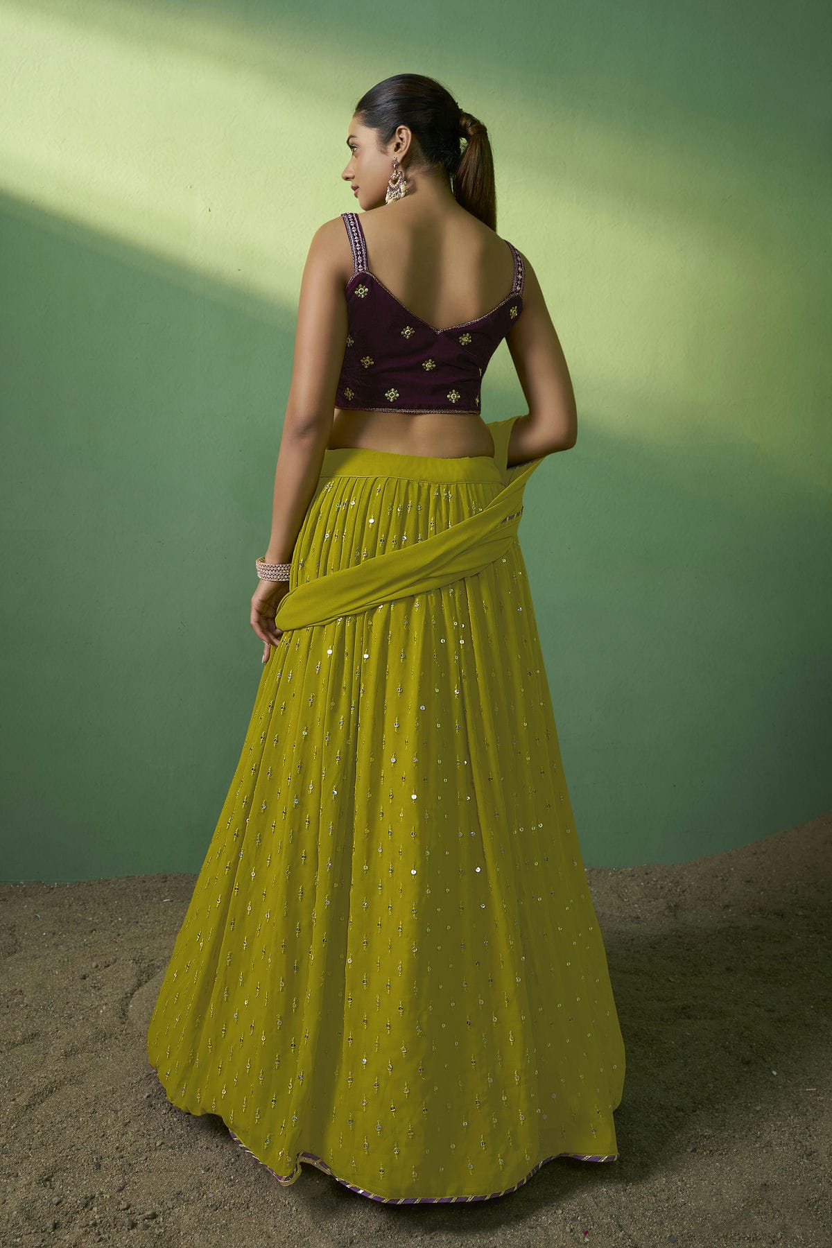 Green Colour Embroidery Georgette Lehenga Choli VSLD1080779