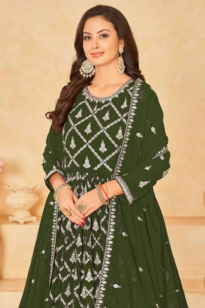 Green Colour Faux Georgette Anarkali Suit VSSM1050725