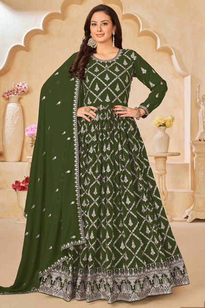 Green Colour Faux Georgette Anarkali Suit VSSM1050725