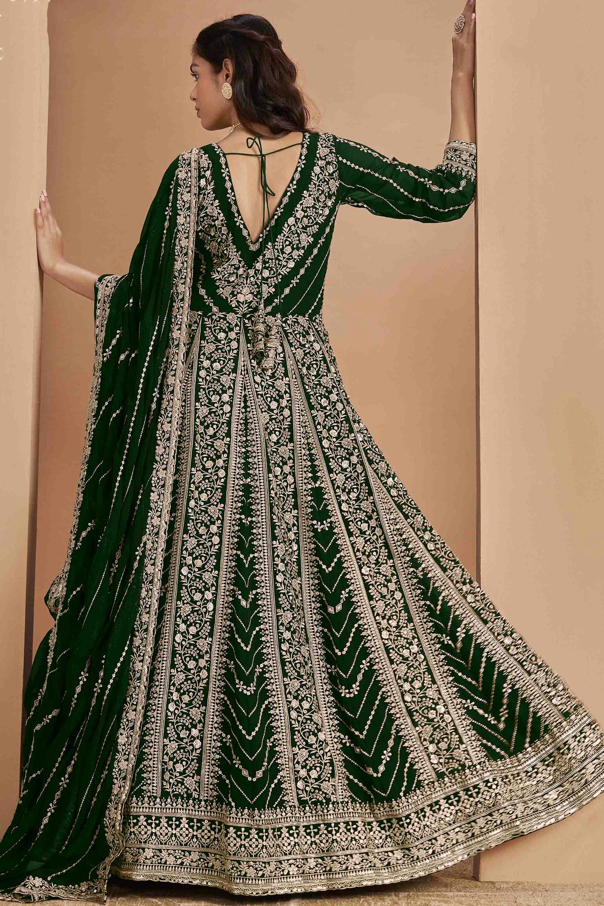 Green Colour Faux Georgette Anarkali Suit VSSM1050735