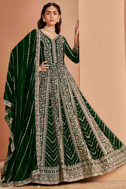 Green Colour Faux Georgette Anarkali Suit VSSM1050735