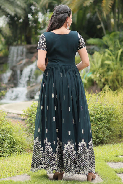 Green Colour Faux Georgette Stitched Gown VSGW1112334